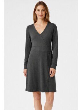 Toad&Co. Finlay Long Sleeve Dress Charcoal Gray Size M Travel Vacation Casual